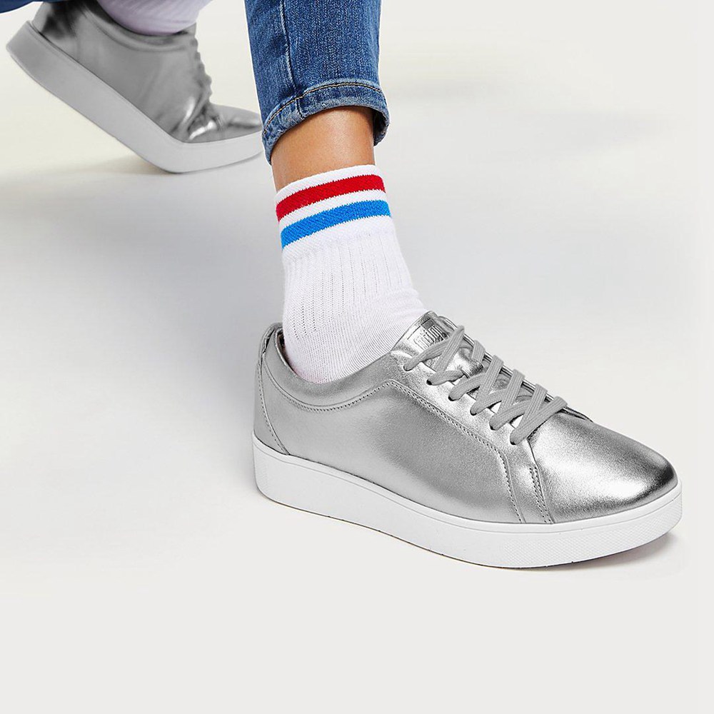 Fitflop Womens Sneakers - Rally Leather - Silver - 352-BJMGVT